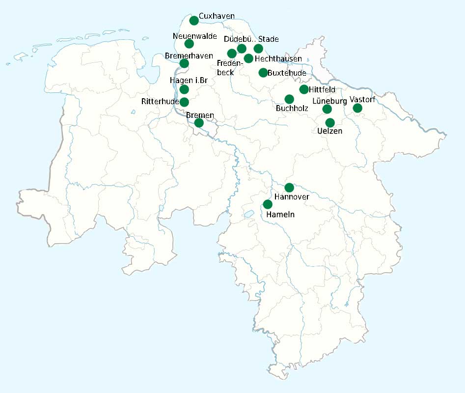 Landkarte von Niedersachsen